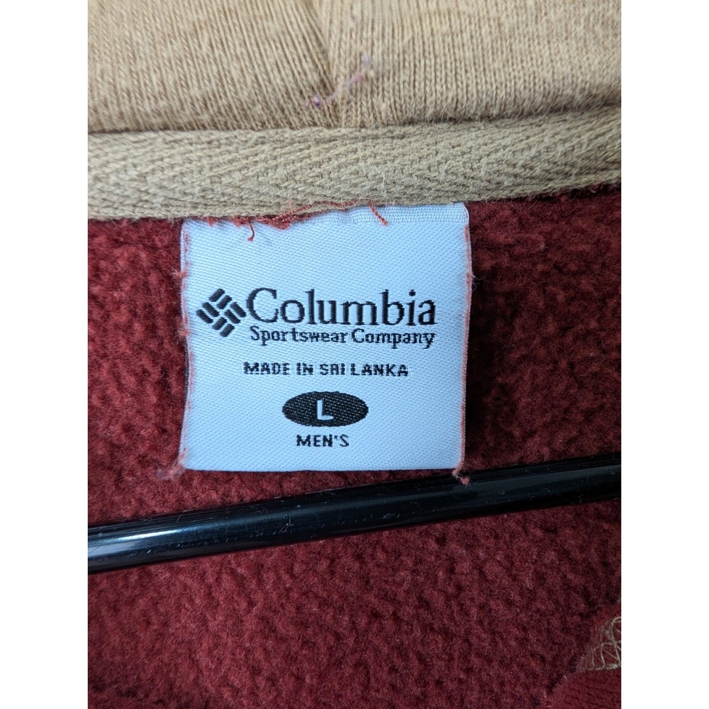 Columbia Sportswear Hoodie Mens Large Red Fleece Pullover Logo Vintage Style - Picture 5 of 7